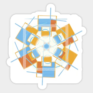 Geometric abstract modern orange blue Sticker